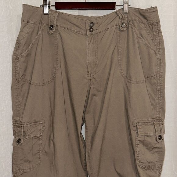 Venezia X Lane Bryant 18 Tan Brown Convertible Cargo Utility Wide Leg Pants - Picture 3 of 15